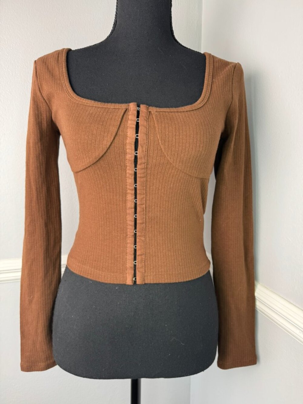 Forever 21 Brown Small Top Long Sleeve Boho Fairy Party Summer Nightlife Casual